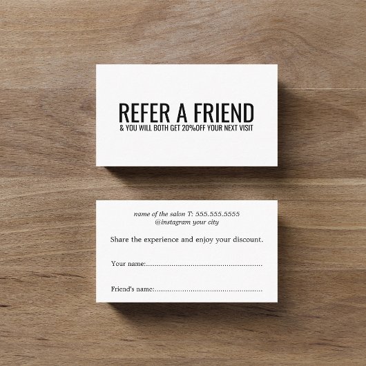 Carte De Référencement Minimalist Black White Bold Salon