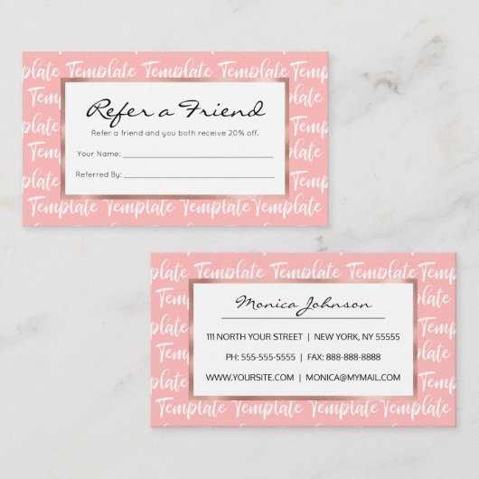 CARTE DE RÉFÉRENCEMENT MODÈLE (Devant / Derrière)