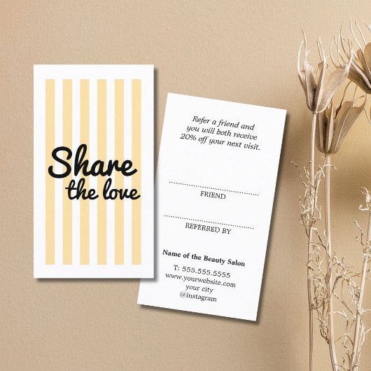 Carte De Référencement Modern Cool Beige Stripes Black Bold Salon