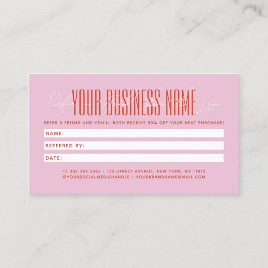 Carte De Référencement Modern script typography share the love (Dos)