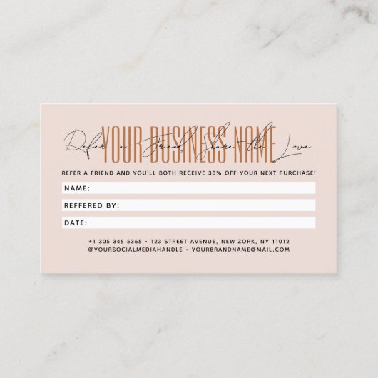 Carte De Référencement Modern script typography share the love (Dos)