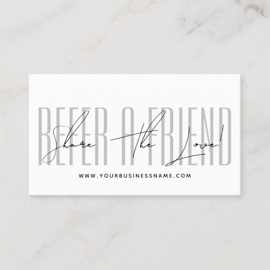 Carte De Référencement Modern script typography share the love (Devant)