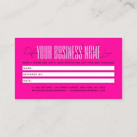 Carte De Référencement Modern script typography share the love (Dos)