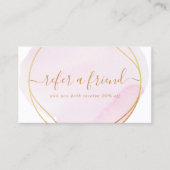 Carte De Référencement Moderne Cercle Doré Aquarelle Rose (Devant)