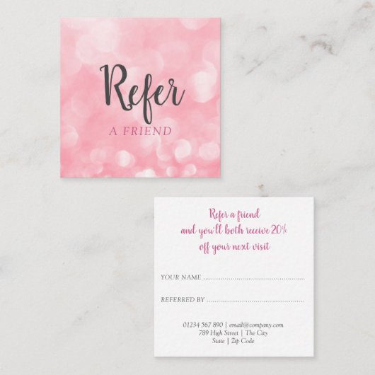 Carte De Référencement Moderne Chic Bokeh Rose (Devant / Derrière)