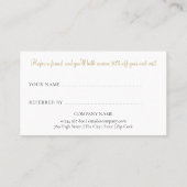 Carte De Référencement Moderne Chic Script Pailleté Or (Dos)