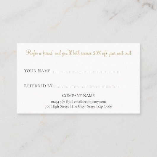 Carte De Référencement Moderne Chic Script Pailleté Or (Dos)