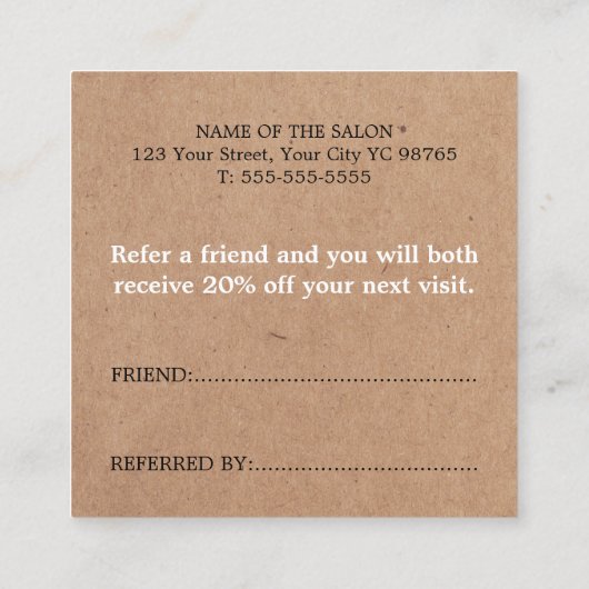 Carte De Référencement Moderne Élégant Imprimé Kraft Beauté (Dos)