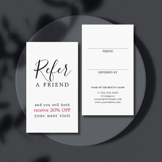 Carte De Référencement Moderne Elegant Noir Rouge Bold Salon de Beauté