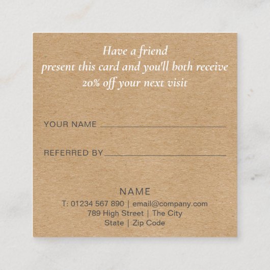 Carte De Référencement Moderne Elégant Rustique Kraft Vert (Dos)