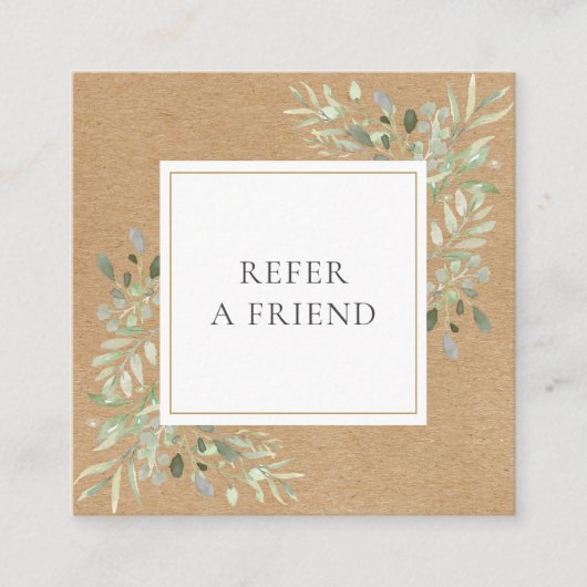 Carte De Référencement Moderne Elégant Rustique Kraft Vert (Devant)