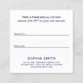 Carte De Référencement Moderne Minimal Bleu Simple Client (Dos)