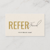 Carte De Référencement Moderne professionnel beige or recommander un ami (Devant)