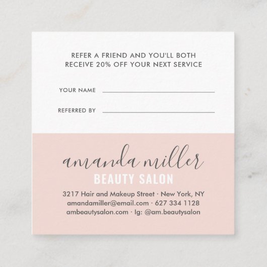 Carte De Référencement Moderne rose gris réfèrent une signature de script (Dos)