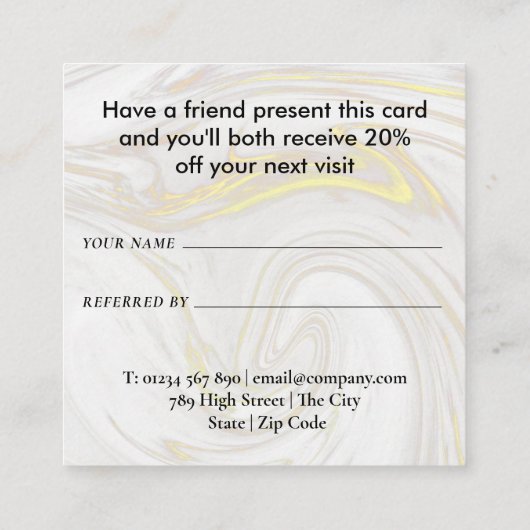 Carte De Référencement Moderne Simple Marbre (Dos)