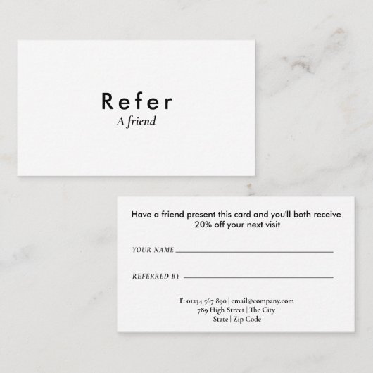 Carte De Référencement Moderne simple noir et blanc (Devant / Derrière)