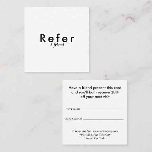 Carte De Référencement Moderne simple noir et blanc (Devant / Derrière)