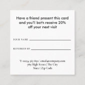 Carte De Référencement Moderne simple noir et blanc (Dos)