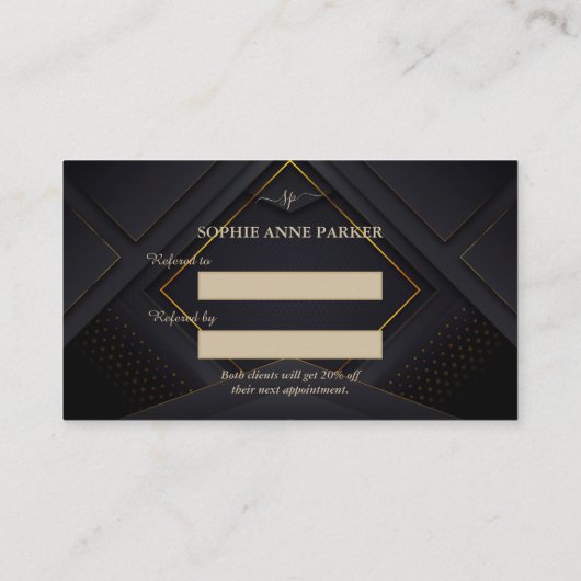 Carte De Référencement Monogram Calligraphy Gold (Dos)