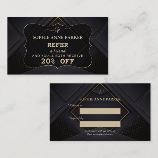 Carte De Référencement Monogram Calligraphy Gold (Devant / Derrière)