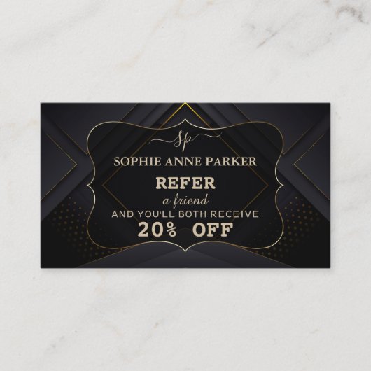 Carte De Référencement Monogram Calligraphy Gold (Devant)