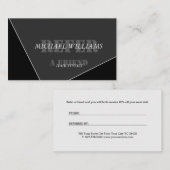 Carte De Référencement Monogramme noir gris moderne personnalisé (Devant / Derrière)