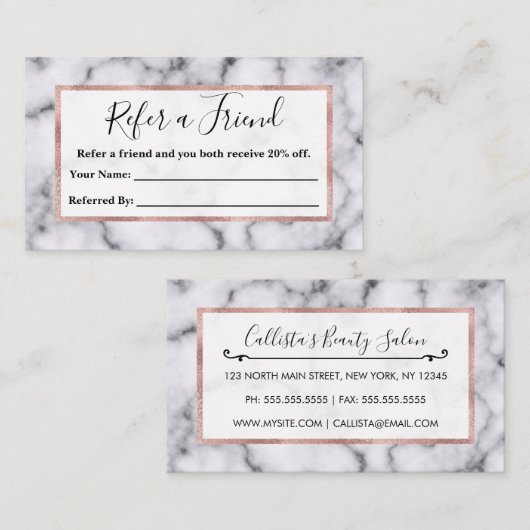 Carte De Référencement Motif en pierre de marbre noir moderne (Devant / Derrière)