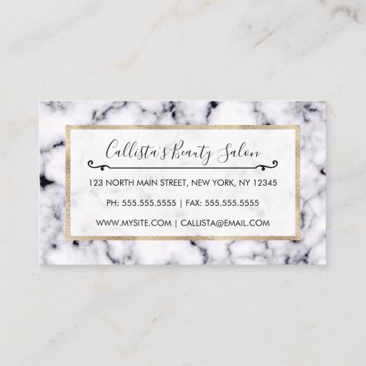 Carte De Référencement Motif moderne en marbre noir blanc (Dos)