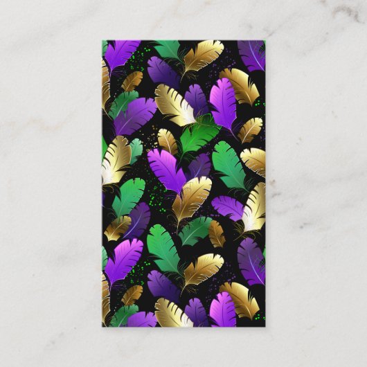 Carte De Référencement Motif sans couture avec des plumes de Mardi Gras (Devant)