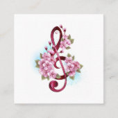 Carte De Référencement Musical treble clef notes with sakura flowers (Devant)