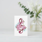 Carte De Référencement Musical treble clef notes with sakura flowers (Debout devant)