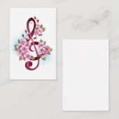 Carte De Référencement Musical treble clef notes with sakura flowers (Devant / Derrière)