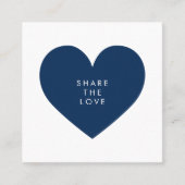 Carte De Référencement Navy Blue Heart Minimalist Partagez votre amour (Devant)