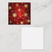 Carte De Référencement Noël Golden Snowflakes sur Arrière - plan rouge (Devant / Derrière)
