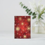 Carte De Référencement Noël Golden Snowflakes sur Arrière - plan rouge (Debout devant)