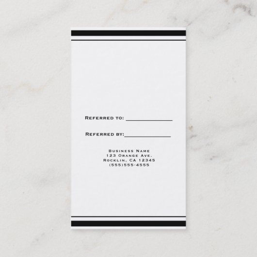 Carte De Référencement Noir & Blanc Classique Élégant Chic Référer un ami (Dos)