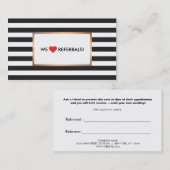 Carte De Référencement Noir et blanc rayé rouge coeur aiguillage (Devant / Derrière)