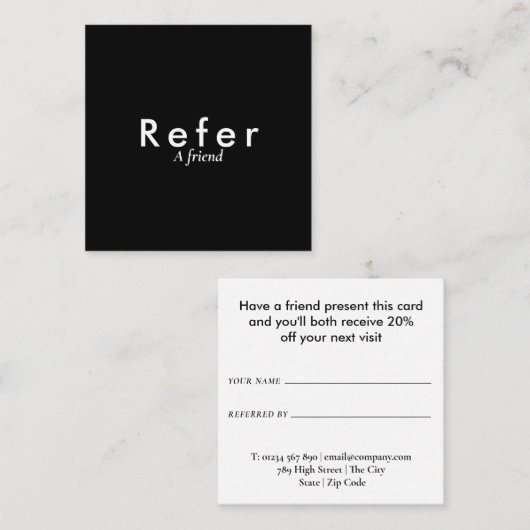 Carte De Référencement Noir et blanc simples (Devant / Derrière)