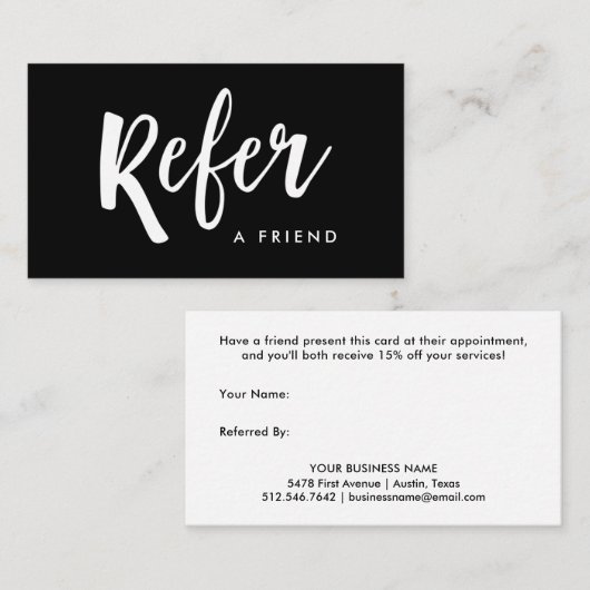 Carte De Référencement Noir manuscrit moderne simple du manuscrit | (Devant / Derrière)