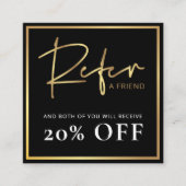 Carte De Référencement Noir & Or Référer Un Ami Lux Glam Business Logo (Devant)