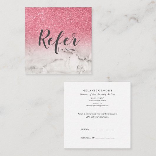 Carte De Référencement Ombre glam chic en marbre et Parties scintillant r (Devant / Derrière)