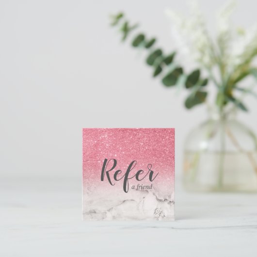Carte De Référencement Ombre glam chic en marbre et Parties scintillant r (Debout devant)