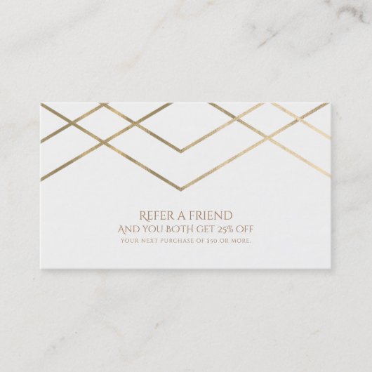 Carte De Référencement Or Lignes Géométriques Modernes Référez un Ami (Devant)