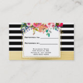 Carte De Référencement Or Noir Blanc Moderne Floral Glam Référez un ami (Dos)