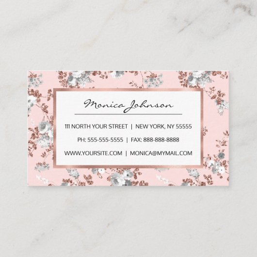 Carte De Référencement Or rose rose rose rose moderne parties scintillant (Dos)