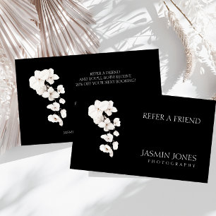 Carte De Référencement Orchidées Blanches Noires Modernes Affaires floral