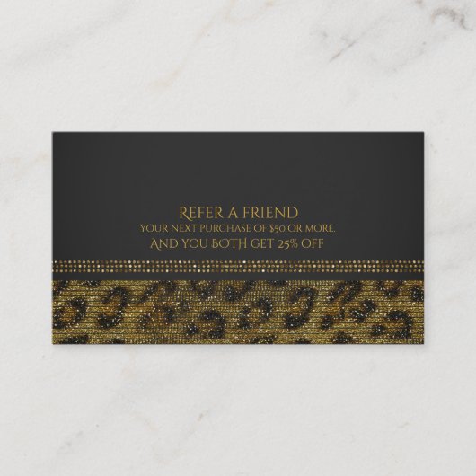 Carte De Référencement Paillettes scintillantes léopard Glam Chic Parrain (Devant)