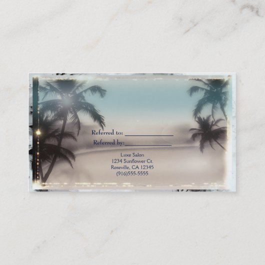 Carte De Référencement Palm Trees Elegant Tropical Beach Référer un ami (Dos)