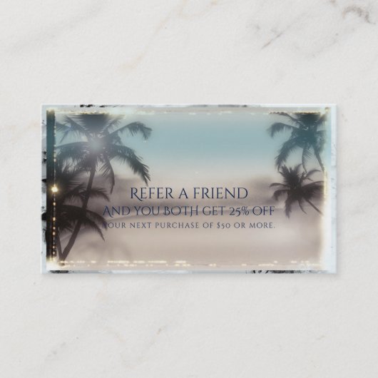 Carte De Référencement Palm Trees Elegant Tropical Beach Référer un ami (Devant)