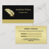 Carte De Référencement Palme de fleurs dorées Feuilles sur noir (Devant / Derrière)